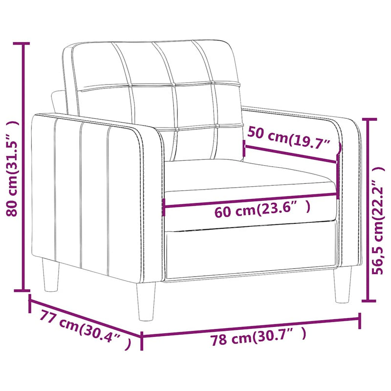 vidaXL világosszürke szövet kanapéfotel 60 cm
