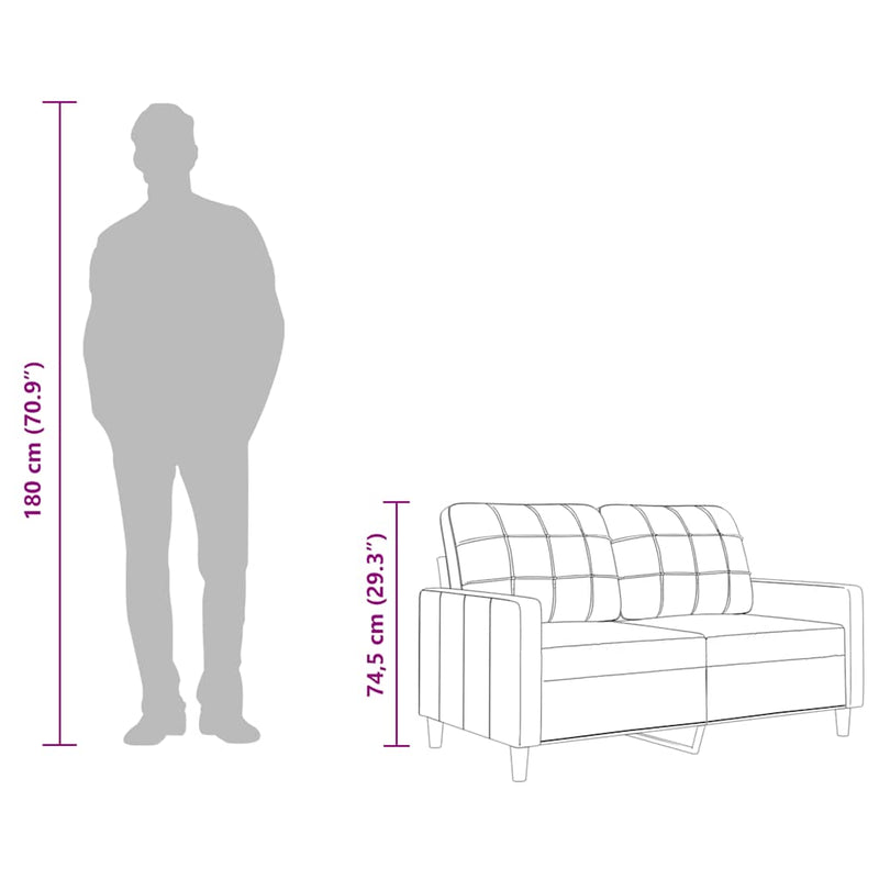 vidaXL kétszemélyes fekete szövetkanapé 120 cm