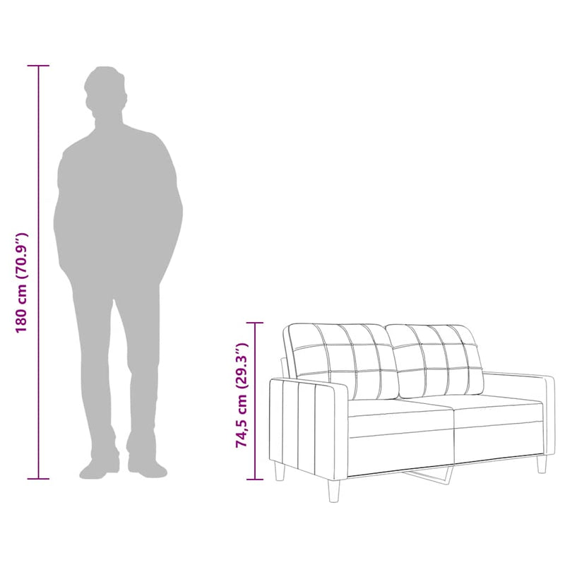 vidaXL kétszemélyes krémszínű szövetkanapé 140 cm