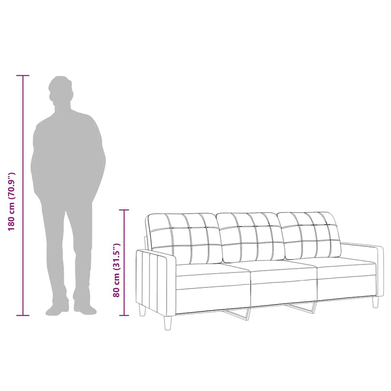 vidaXL 3 személyes sötétszürke szövet kanapé 180 cm
