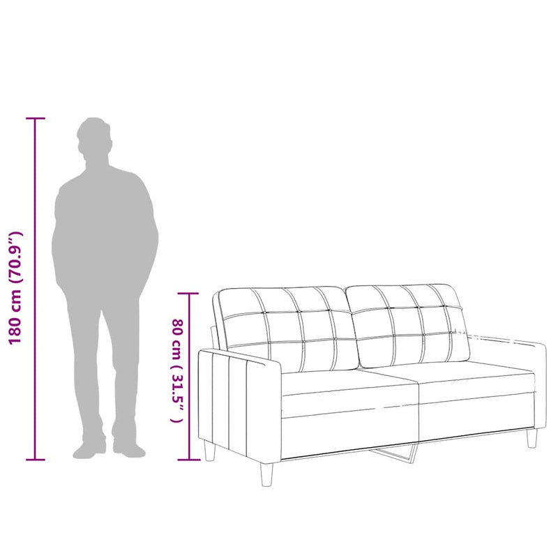 vidaXL 2 személyes fekete műbőr kanapé 140 cm