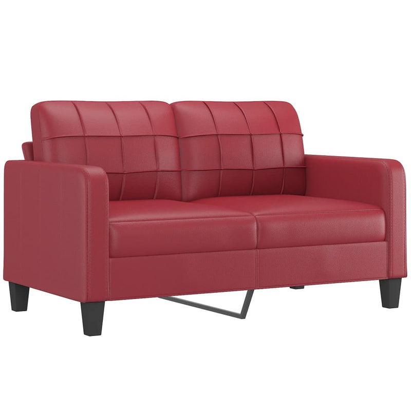 vidaXL 2 személyes bordó színű műbőr kanapé 140 cm