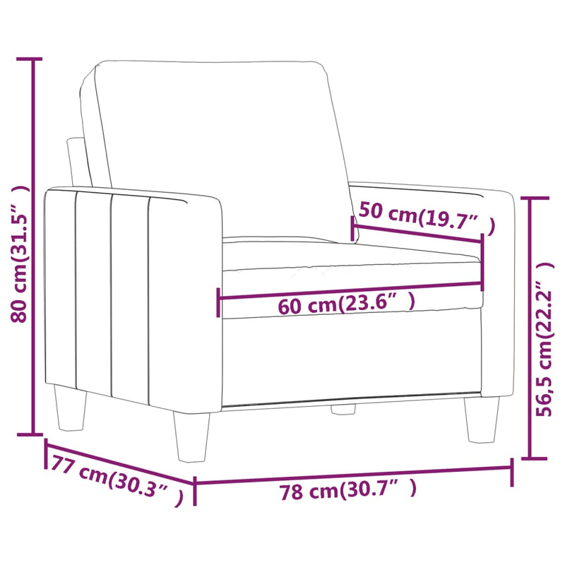 vidaXL fekete műbőr kanapéfotel 60 cm