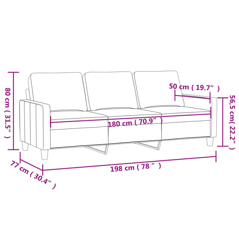 vidaXL 3 személyes krémszínű műbőr kanapé 180 cm