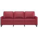 vidaXL 3 személyes bordó műbőr kanapé 180 cm