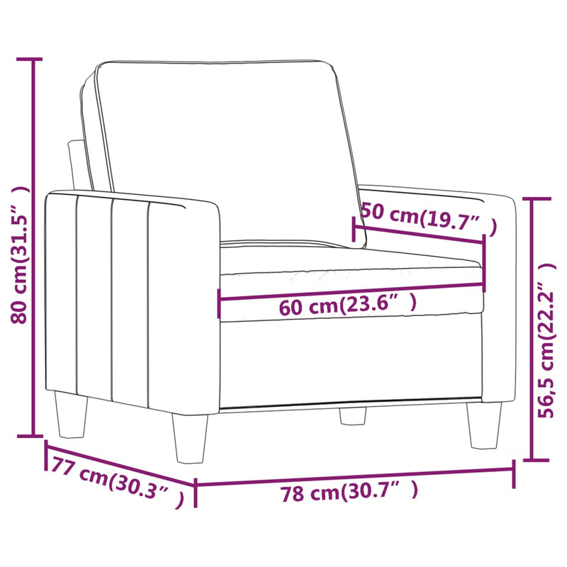 vidaXL világosszürke szövet kanapéfotel 60 cm