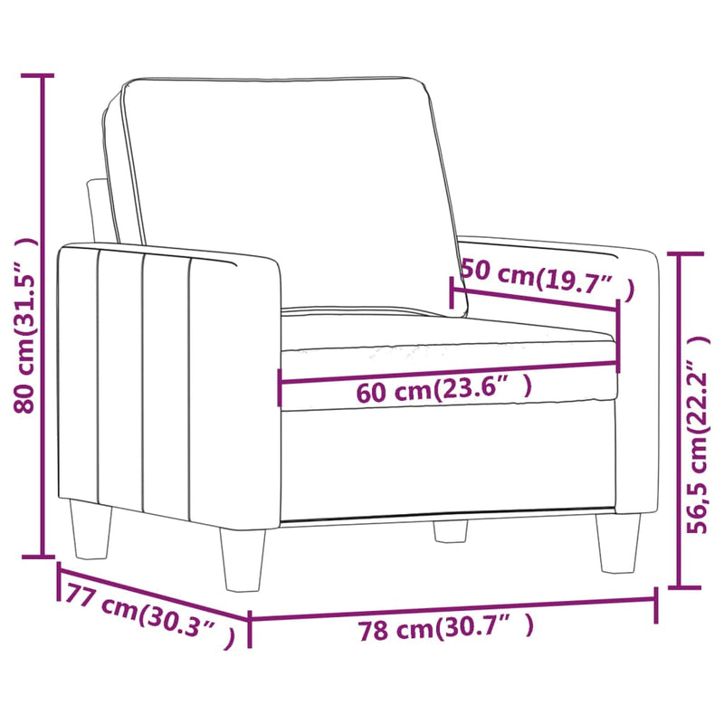 vidaXL krémszínű szövet kanapéfotel 60 cm