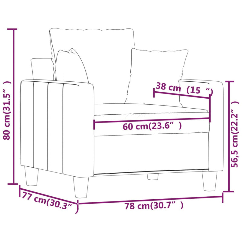 vidaXL világossárga szövet kanapéfotel 60 cm
