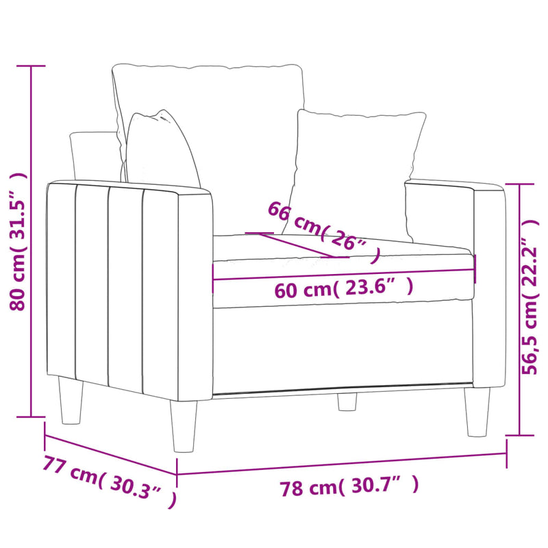 vidaXL világosszürke bársony kanapéfotel 60 cm