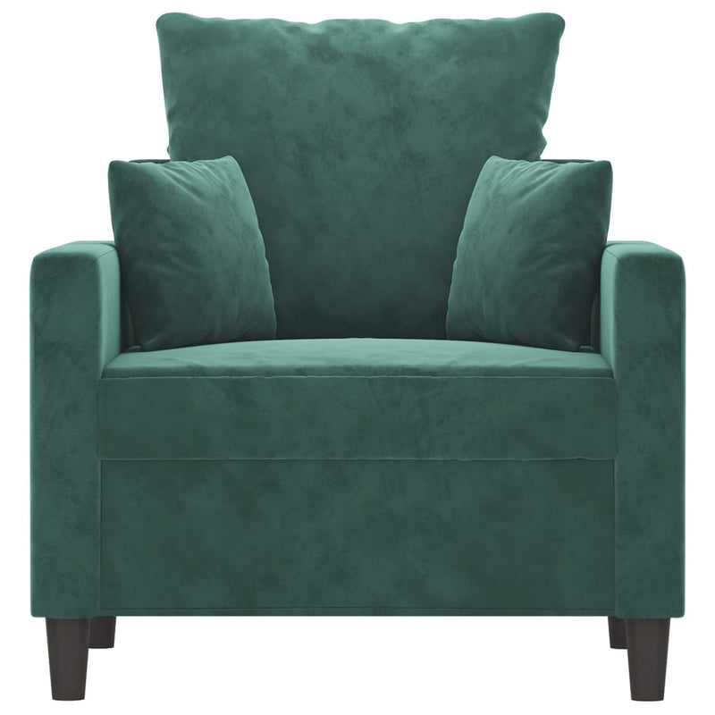 vidaXL sötétzöld bársony kanapéfotel 60 cm
