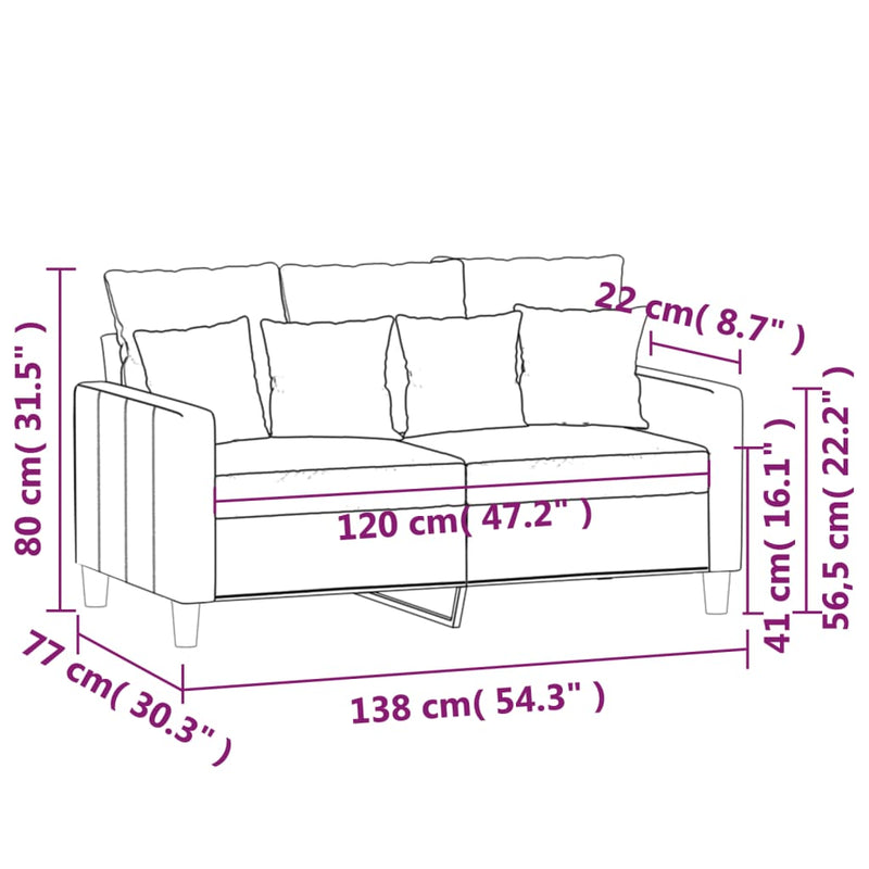 vidaXL kétszemélyes rózsaszín bársony kanapé 120 cm