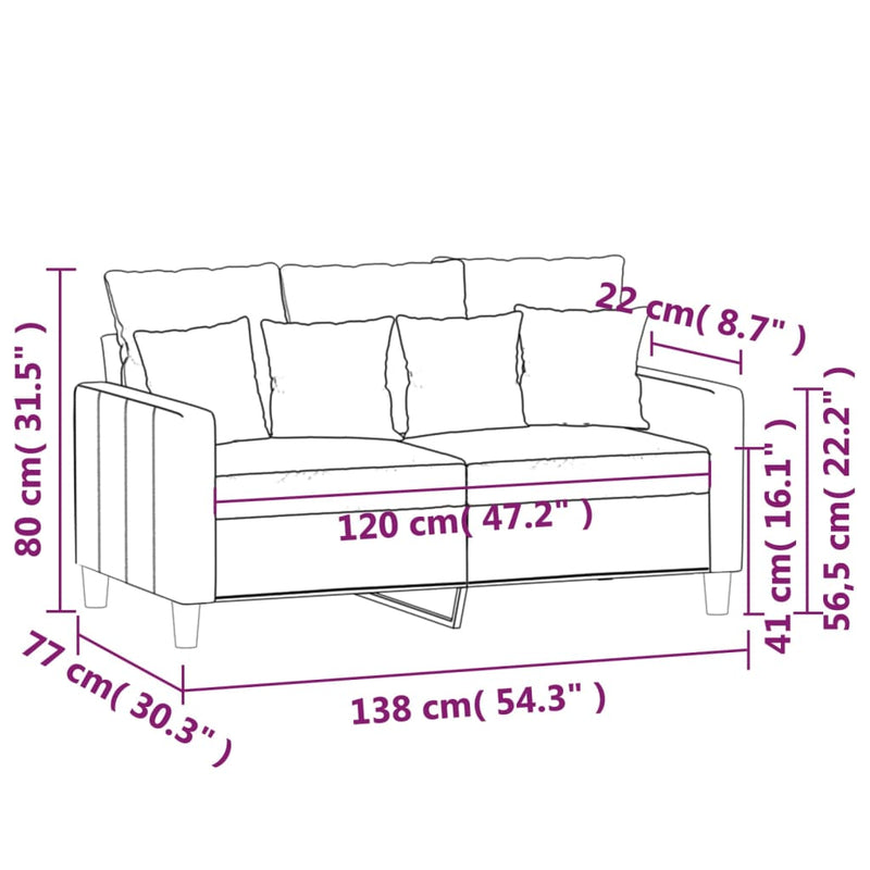 vidaXL kétszemélyes fekete bársony kanapé 120 cm