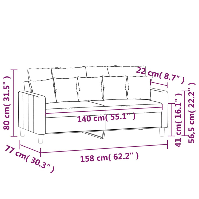 vidaXL kétszemélyes sötétzöld bársony kanapé 140 cm