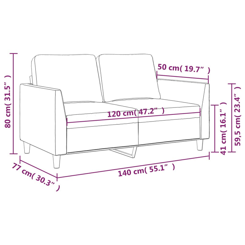 vidaXL 2 személyes krémszínű műbőr kanapé 120 cm