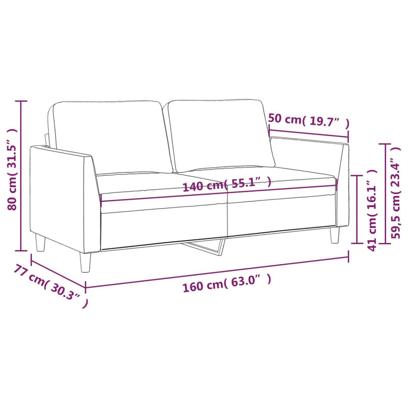 vidaXL 2 személyes krémszínű műbőr kanapé 140 cm