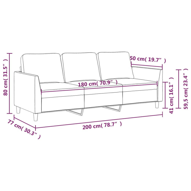 vidaXL 3 személyes cappuccino színű műbőr kanapé 180 cm