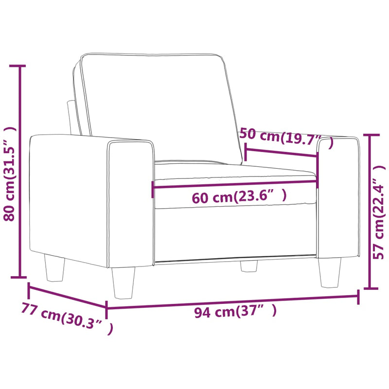 vidaXL krémszínű szövet kanapéfotel 60 cm