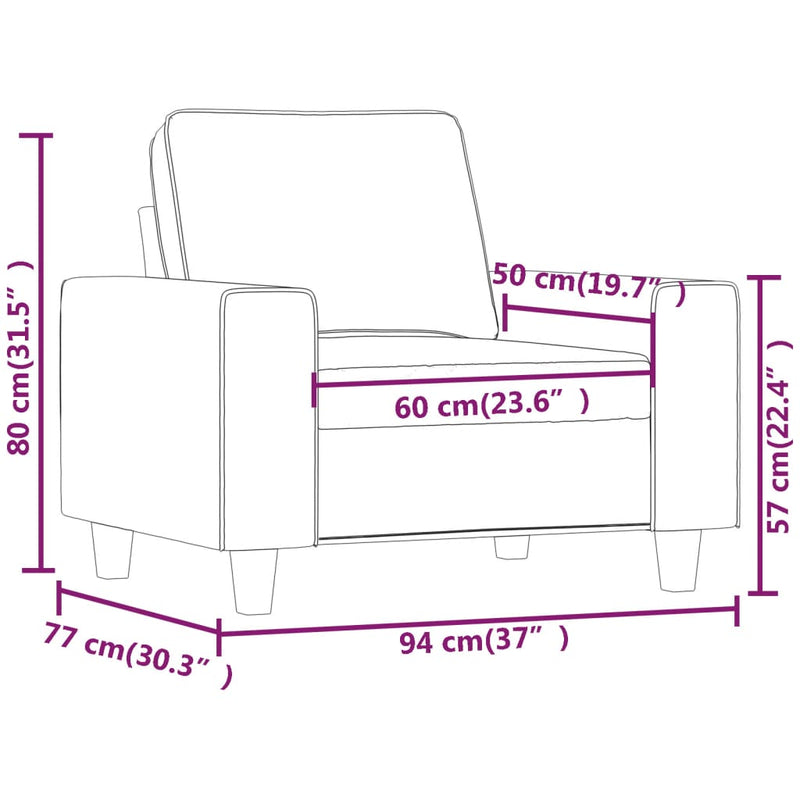 vidaXL fekete szövet kanapéfotel 60 cm