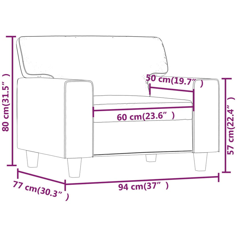 vidaXL krémszínű műbőr kanapéfotel 60 cm