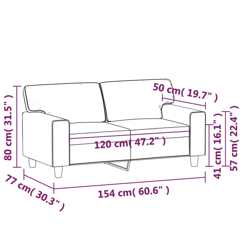 vidaXL 2 személyes krémszínű műbőr kanapé 120 cm