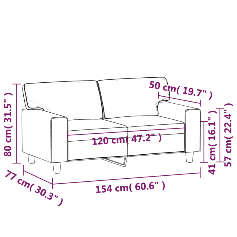 vidaXL 2 személyes cappuccino színű műbőr kanapé 120 cm