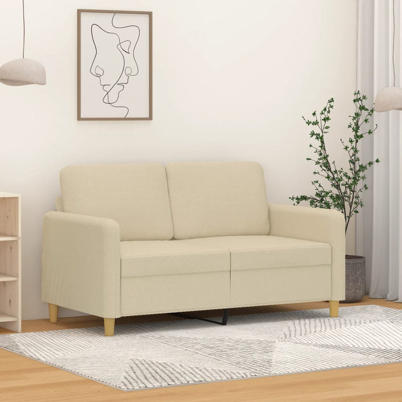 vidaXL kétszemélyes krémszínű szövetkanapé 120 cm