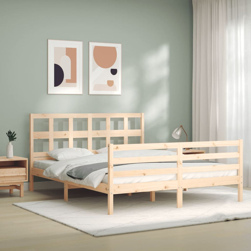 vidaXL tömör fa ágykeret fejtámlával 160 x 200 cm