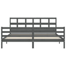vidaXL szürke tömör fa ágykeret fejtámlával 200 x 200 cm