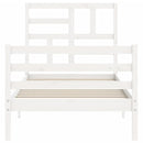 vidaXL fehér tömör fa ágykeret fejtámlával Small Single