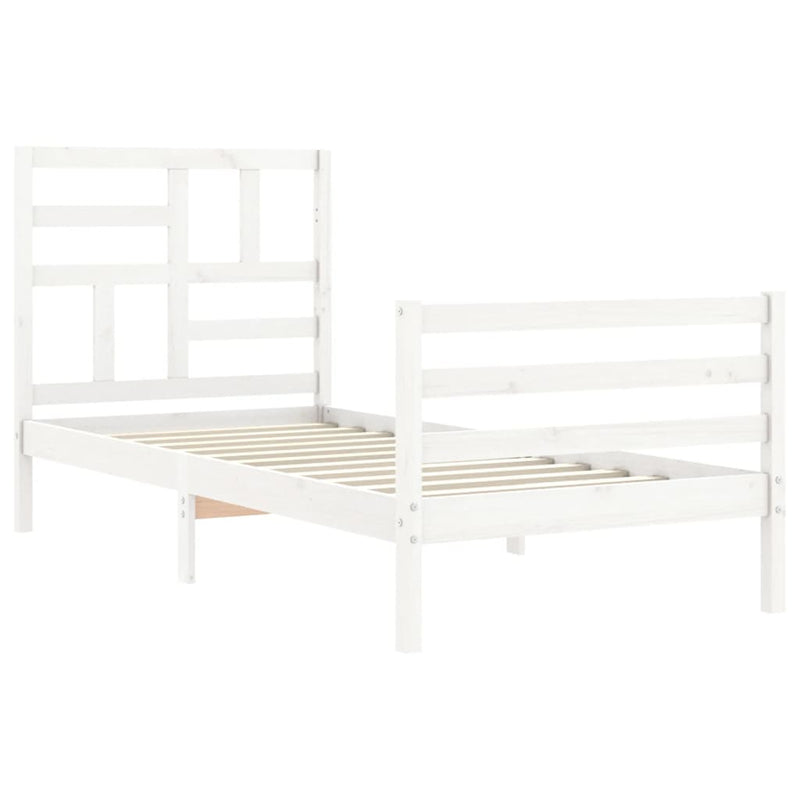 vidaXL fehér tömör fa ágykeret fejtámlával 100 x 200 cm