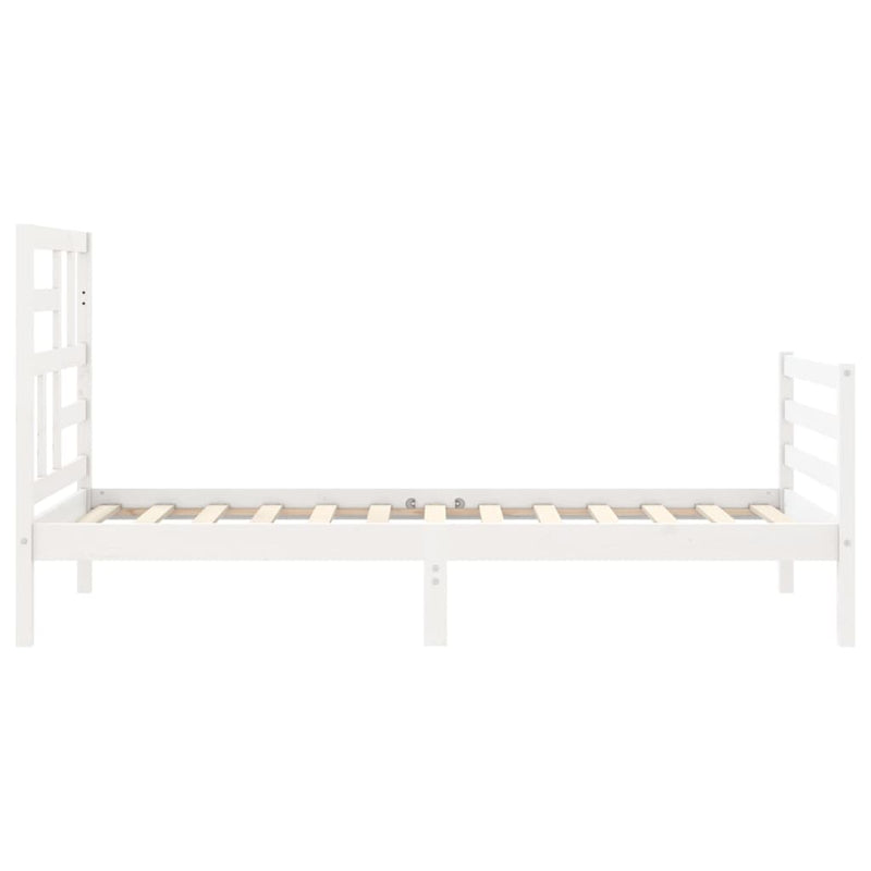 vidaXL fehér tömör fa ágykeret fejtámlával 100 x 200 cm