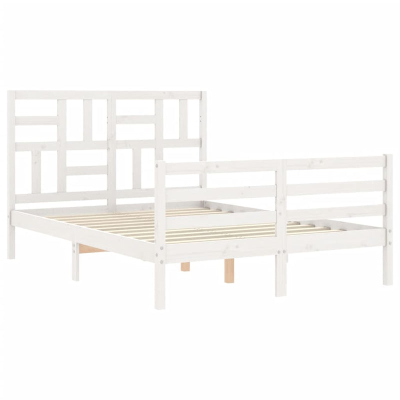 vidaXL fehér tömör fa ágykeret fejtámlával 120 x 200 cm