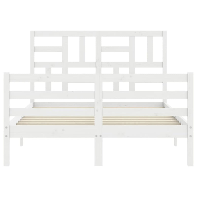 vidaXL fehér tömör fa ágykeret fejtámlával 120 x 200 cm