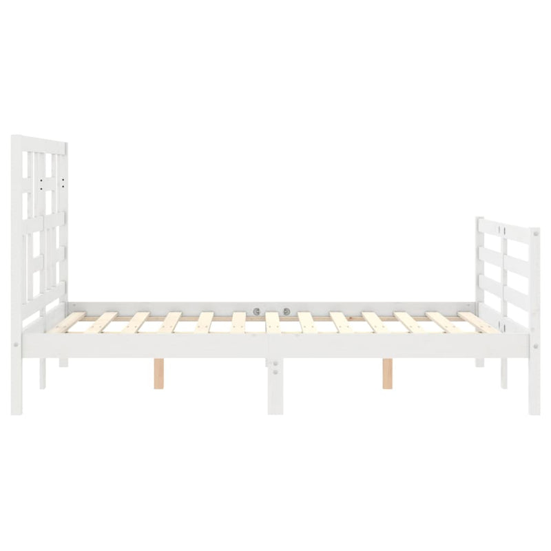 vidaXL fehér tömör fa ágykeret fejtámlával 120 x 200 cm