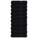 vidaXL 10 db FROGN mintás kéztörlő fekete 50 x 100 cm 360 g/m²
