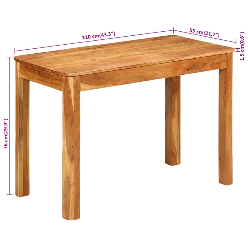 vidaXL tömör akácfa étkezőasztal 110 x 55 x 76 cm