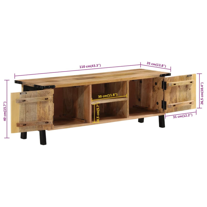 vidaXL tömör mangófa TV-szekrény 110x35x40 cm