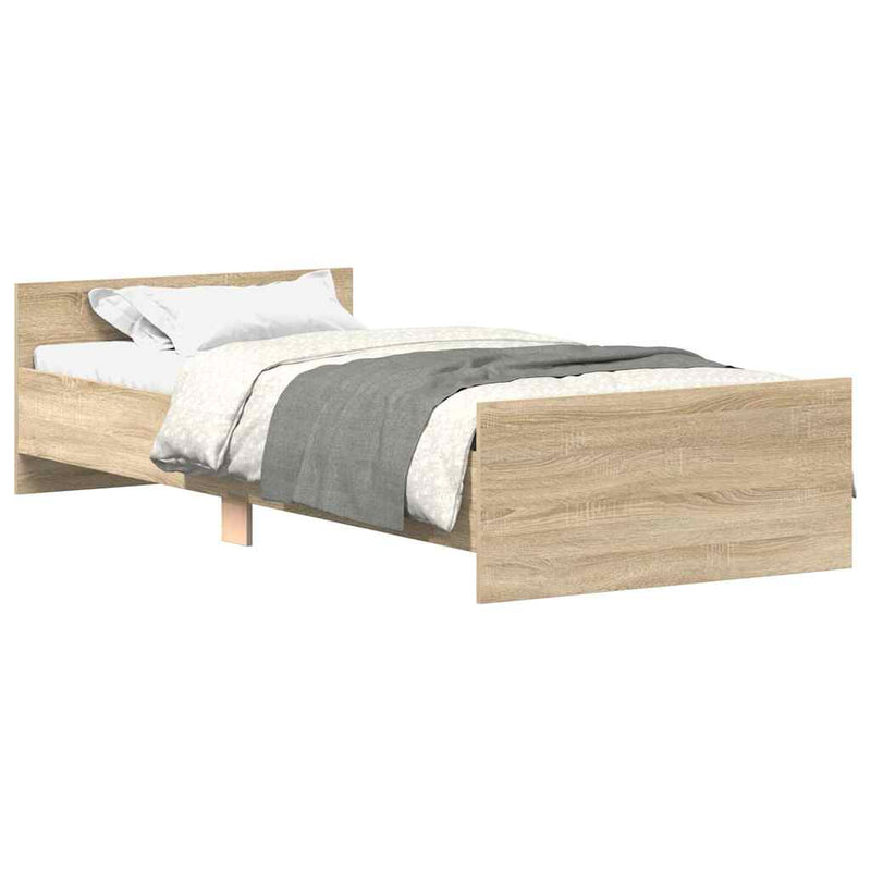 vidaXL sonoma tölgy színű szerelt fa ágykeret matrac nélkül 100x200 cm