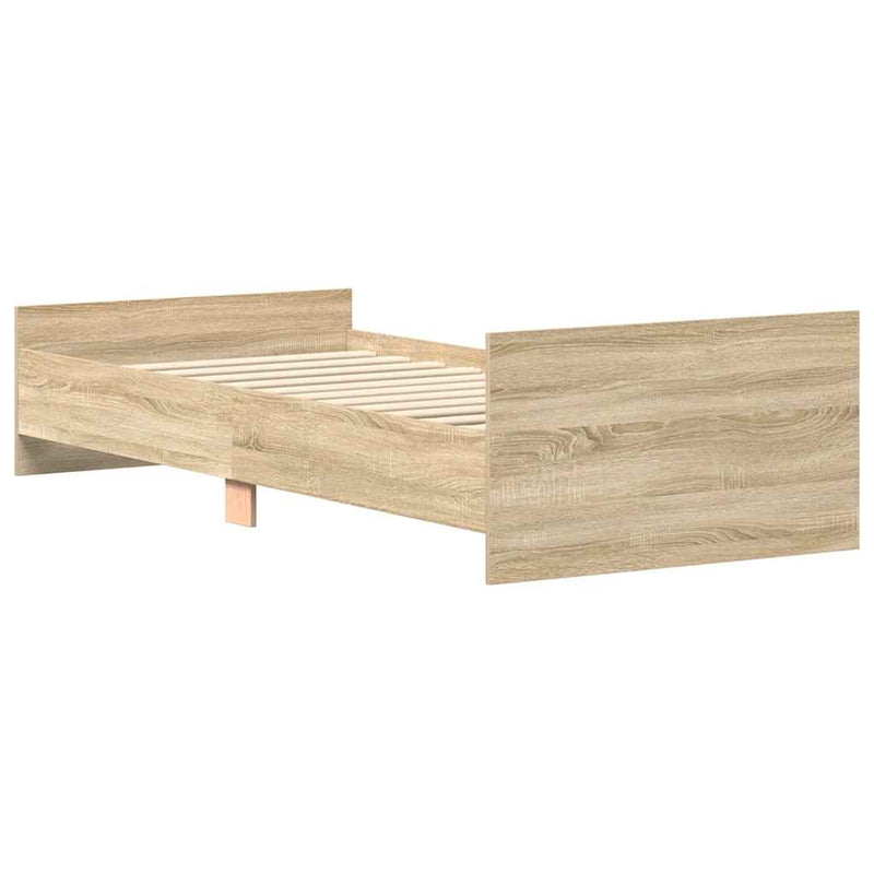 vidaXL sonoma tölgy színű szerelt fa ágykeret matrac nélkül 100x200 cm