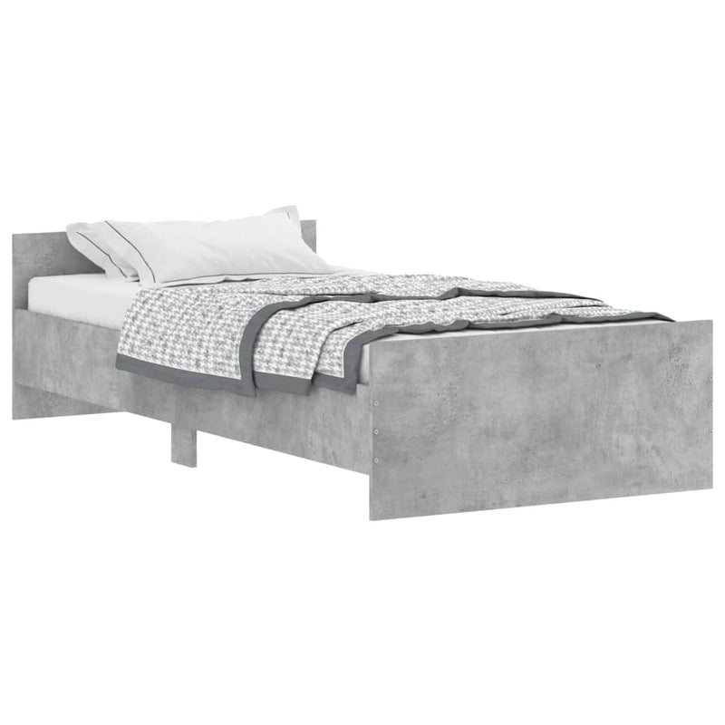 vidaXL betonszürke szerelt fa ágykeret 100 x 200 cm