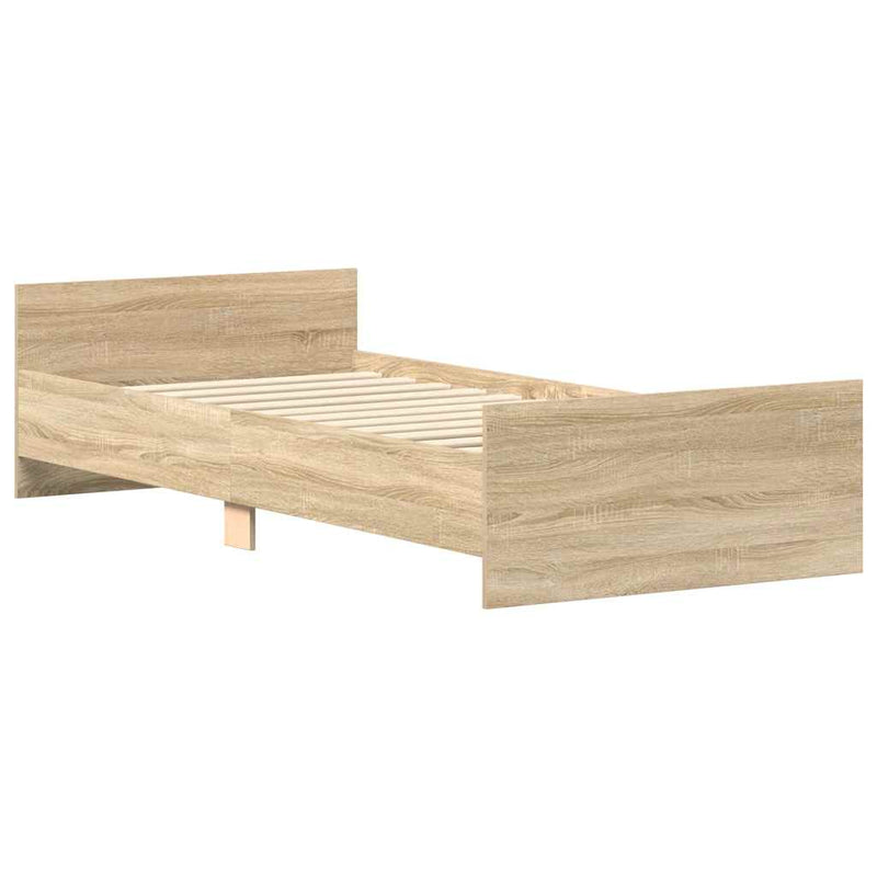 vidaXL sonoma tölgy színű szerelt fa ágykeret matrac nélkül 90x190 cm