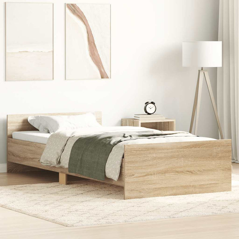 vidaXL sonoma tölgy színű szerelt fa ágykeret matrac nélkül 90x190 cm