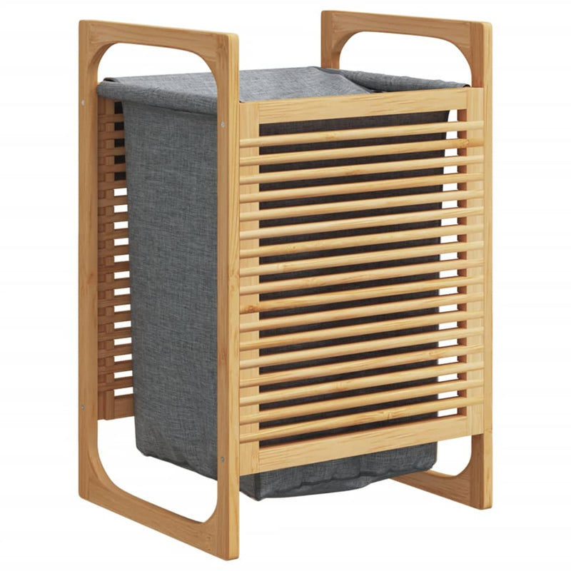 vidaXL bambusz szennyeskosár szürke zsákkal 32x30x36,5 cm bambusz