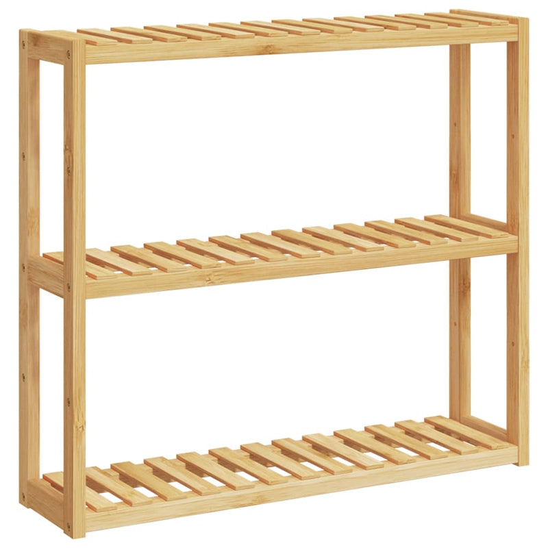 vidaXL bambusz 3 szintes falra szerelhető fürdőszobapolc 60x15x54 cm