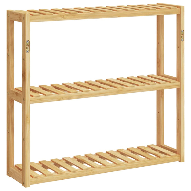 vidaXL bambusz 3 szintes falra szerelhető fürdőszobapolc 60x15x54 cm