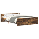 vidaXL füstös tölgy színű ágykeret fej- és lábtámlával 135 x 190 cm