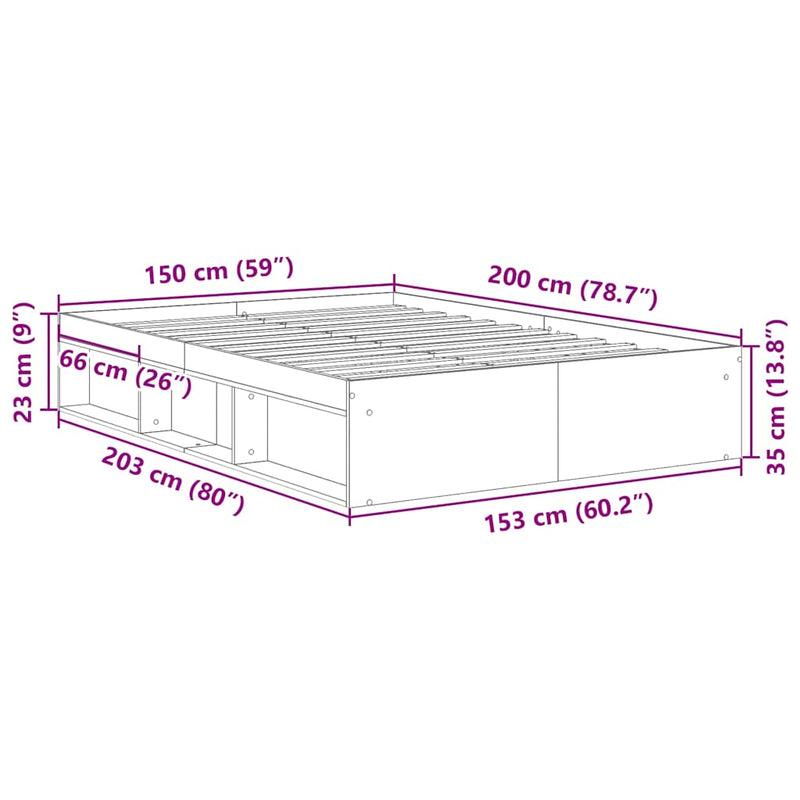 vidaXL barna tölgy színű king size ágykeret 150 x 200 cm