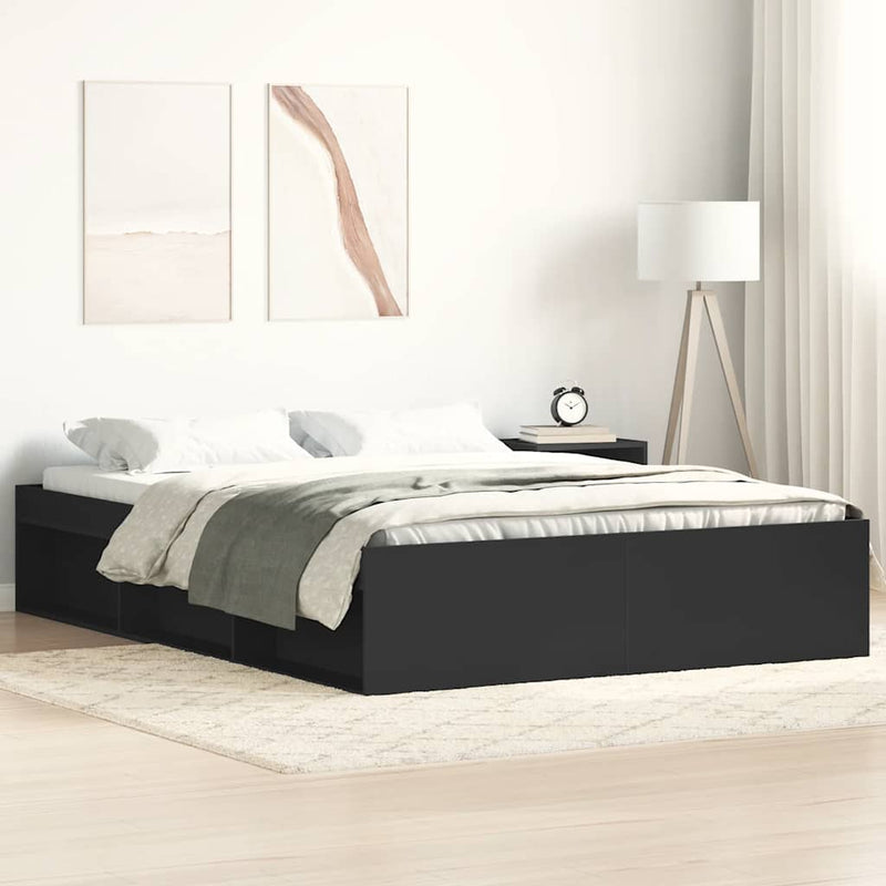 vidaXL fekete ágykeret 140 x 190 cm