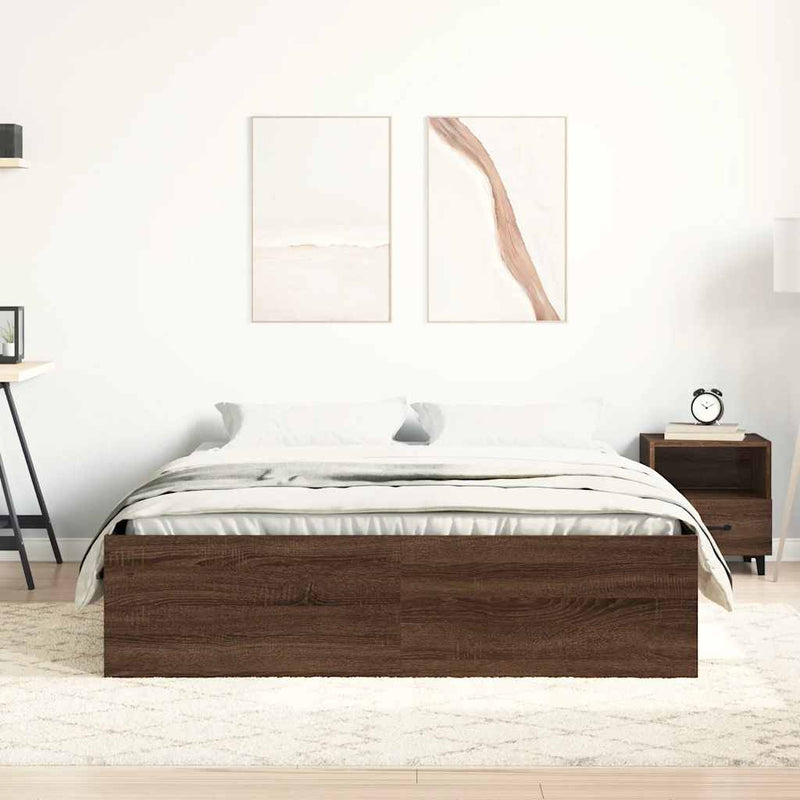 vidaXL barna tölgy színű franciaágykeret 135 x 190 cm