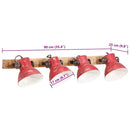 vidaXL kopott piros fali lámpa 25 W 90x25 cm E27